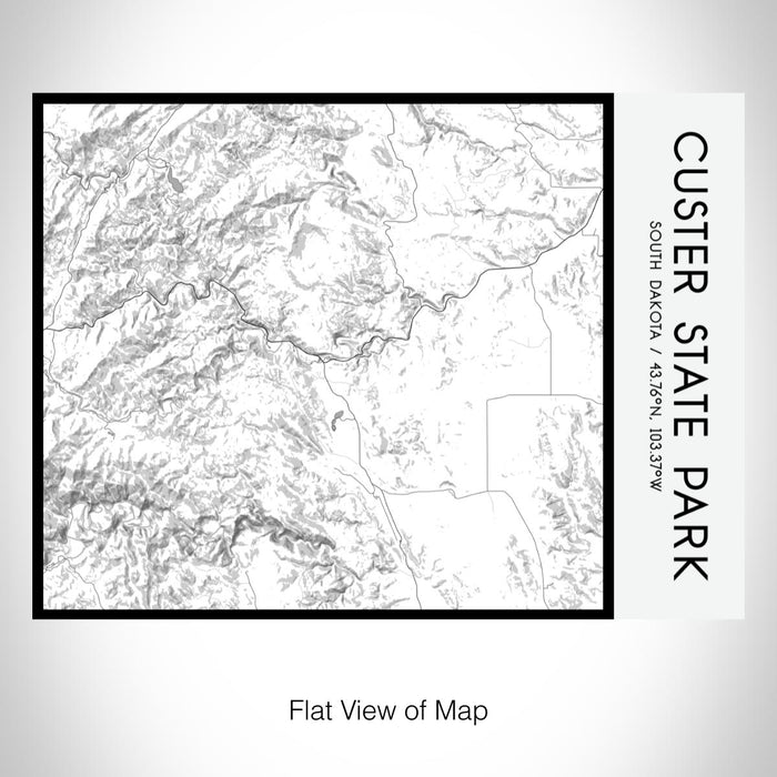 Rendered View of Custer State Park South Dakota Map on 20oz Stainless Steel Insulated Bottle with Bamboo Top with printed classic style map