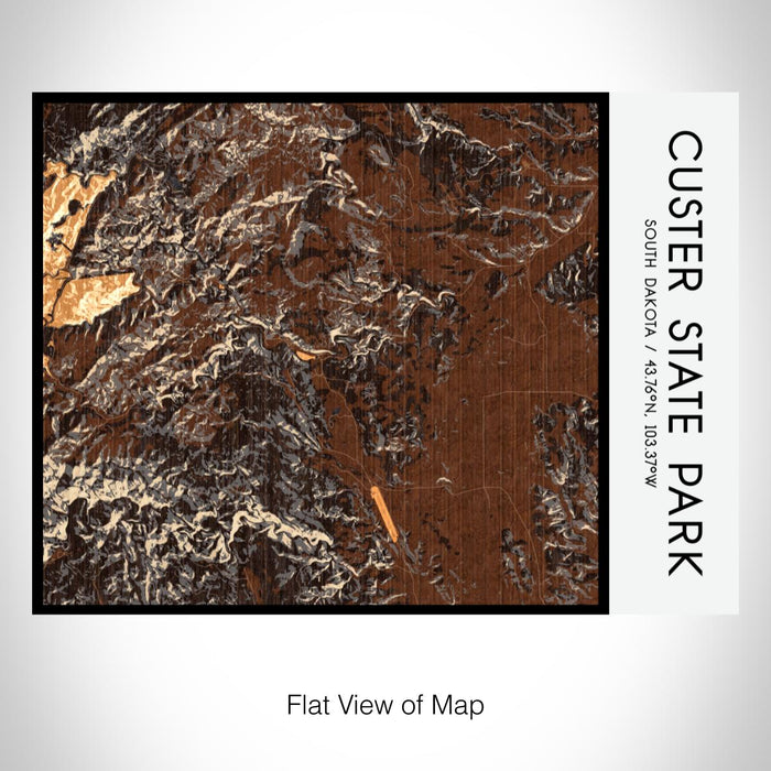 Rendered View of Custer State Park South Dakota Map on 20oz Stainless Steel Insulated Bottle with Bamboo Top with printed ember style map