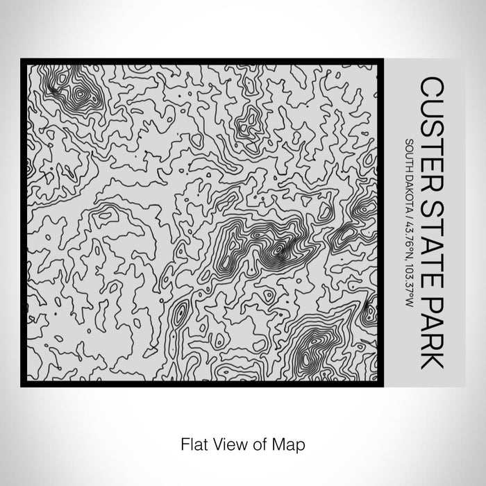 Rendered View of Custer State Park South Dakota Map on 20oz Stainless Steel Insulated Bottle with Bamboo Top with printed Tactile Lines Map in Black