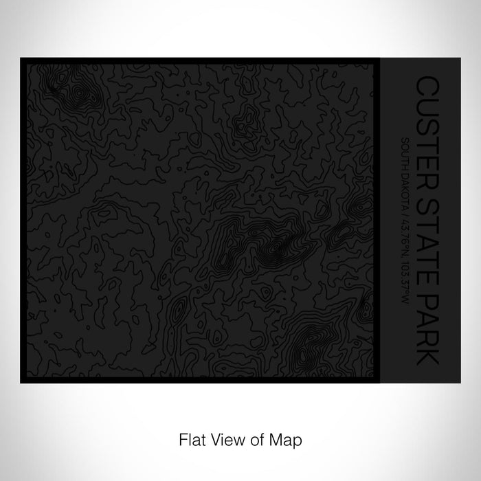 Rendered View of Custer State Park South Dakota Map on 20oz Stainless Steel Insulated Bottle with Bamboo Top in Matte Black with printed Tactile Lines Map in Black