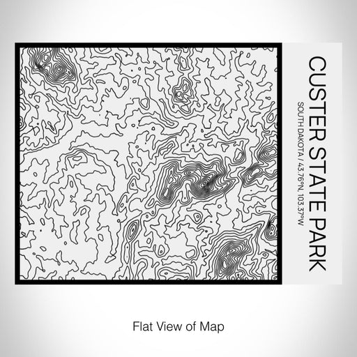 Rendered View of Custer State Park South Dakota Map on 20oz Stainless Steel Insulated Bottle with Bamboo Top in Matte White with printed Tactile Lines Map in Black