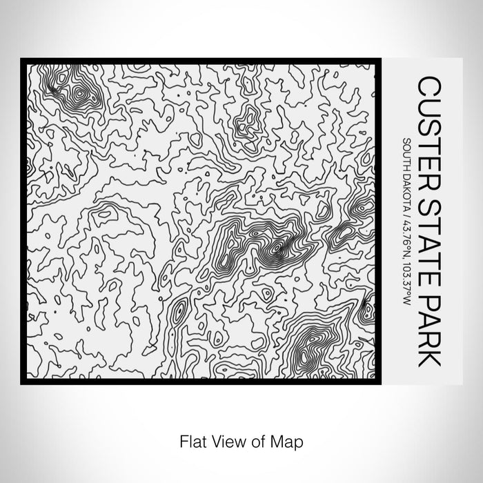 Rendered View of Custer State Park South Dakota Map on 20oz Stainless Steel Insulated Bottle with Bamboo Top in Matte White with printed Tactile Lines Map in Black