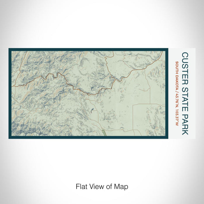 Rendered View of Custer State Park South Dakota Map on 17oz Stainless Steel Insulated Bottle with printed woodblock style map