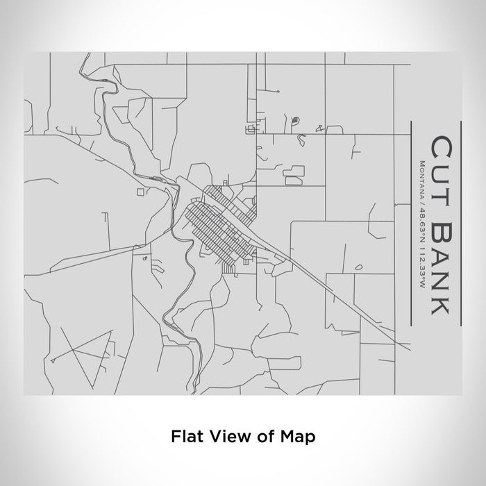 Rendered View of Cut Bank Montana Map Engraving on 20oz Stainless Steel Insulated Bottle with Bamboo Top