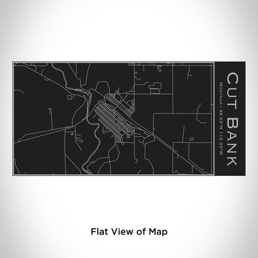 Rendered View of Cut Bank Montana Map Engraving on 17oz Stainless Steel Insulated Cola Bottle in Black