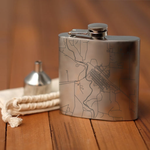 Cut Bank Montana Custom Engraved City Map Inscription Coordinates on 6oz Stainless Steel Flask