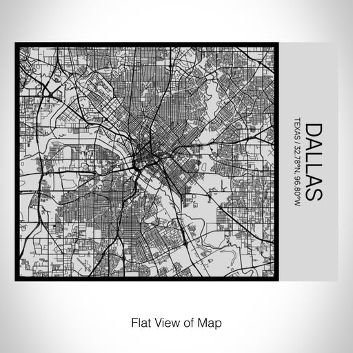 Rendered View of Dallas Texas Map on 20oz Stainless Steel Insulated Bottle with Bamboo Top with printed Tactile Lines Map in Black