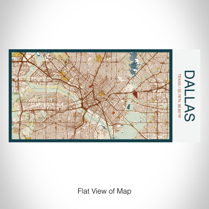 Rendered View of Dallas Texas Map on 17oz Stainless Steel Insulated Bottle with printed woodblock style map