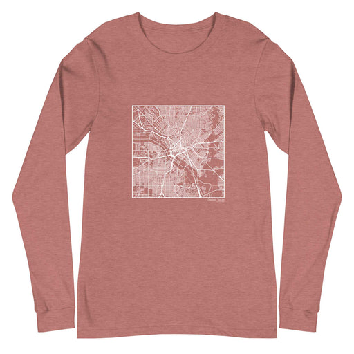 Dallas Texas  Map Unisex Long-Sleeve T-shirt with City inscription in Heather Mauve