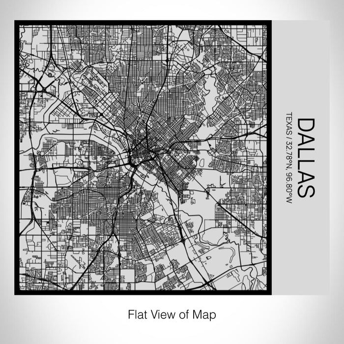 Rendered View of Dallas Texas Map on 17oz Stainless Steel Insulated Tumbler in Tactile Lines with Succulent in Background