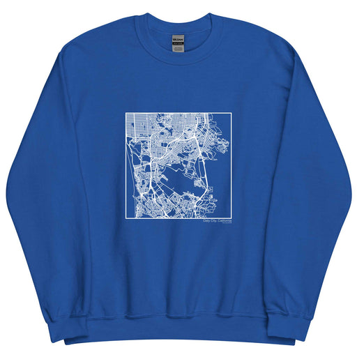 Daly City California  Map Unisex Crewneck Sweater with City inscription in Royal Blue