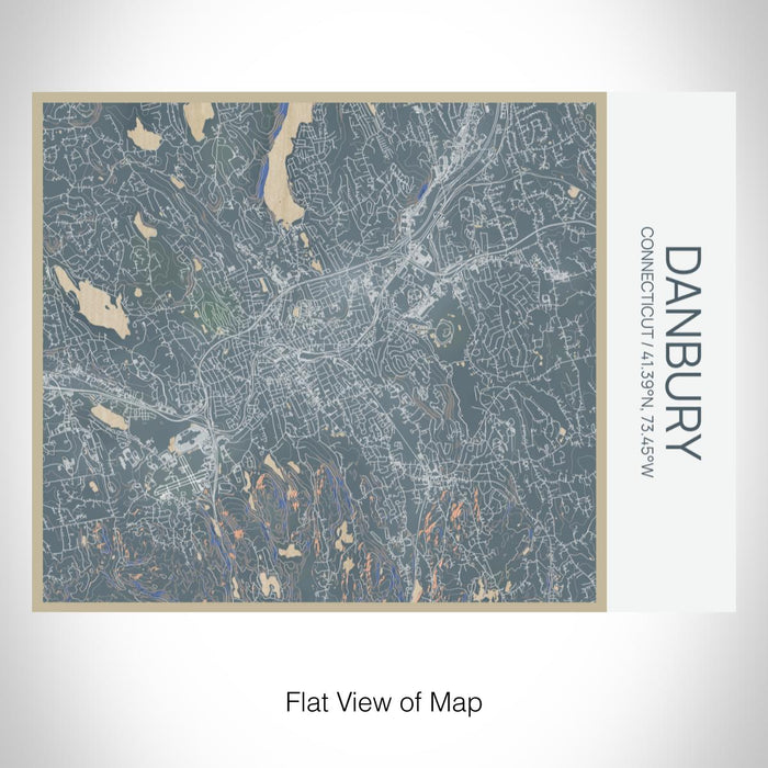 Rendered View of Danbury Connecticut Map on 20oz Stainless Steel Insulated Bottle with Bamboo Top with printed afternoon style map