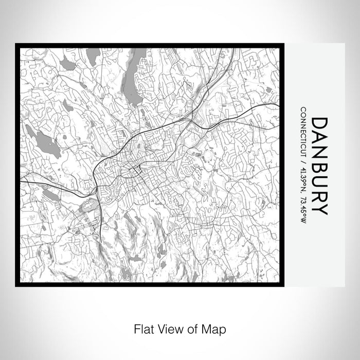 Rendered View of Danbury Connecticut Map on 20oz Stainless Steel Insulated Bottle with Bamboo Top with printed classic style map