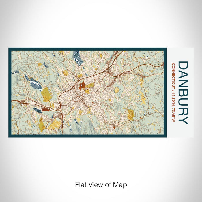 Rendered View of Danbury Connecticut Map on 17oz Stainless Steel Insulated Bottle with printed woodblock style map