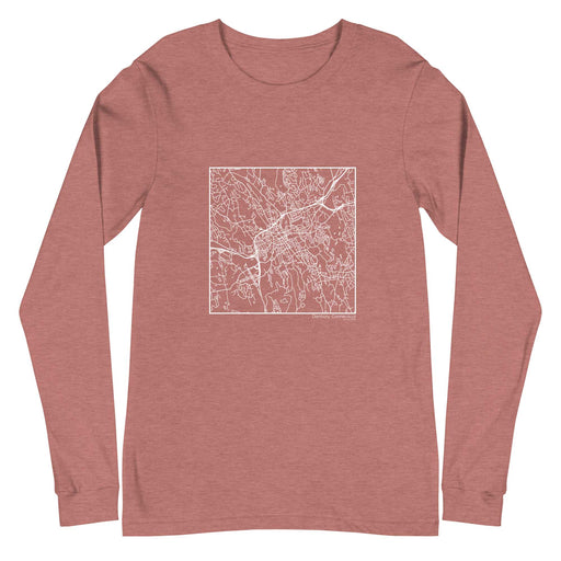 Danbury Connecticut  Map Unisex Long-Sleeve T-shirt with City inscription in Heather Mauve
