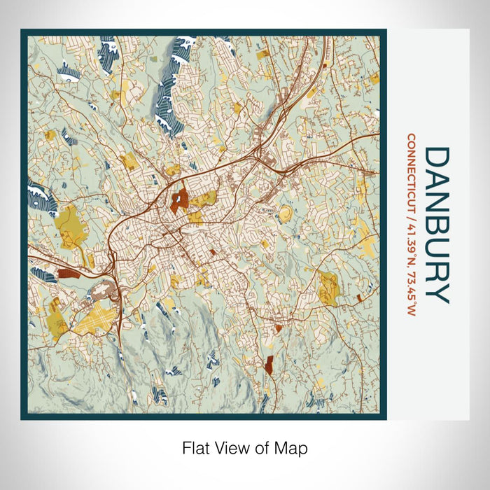 Rendered View of Danbury Connecticut Map on 17oz Stainless Steel Insulated Tumbler in Woodblock Map Style