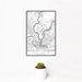 12x18 Daniel Island South Carolina Map Print Portrait Orientation in Classic Style With Small Cactus Plant in White Planter