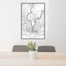 24x36 Daniel Island South Carolina Map Print Portrait Orientation in Classic Style Behind 2 Chairs Table and Potted Plant