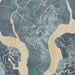 Daniel Island South Carolina Map Print in Afternoon Style Zoomed In Close Up Showing Details