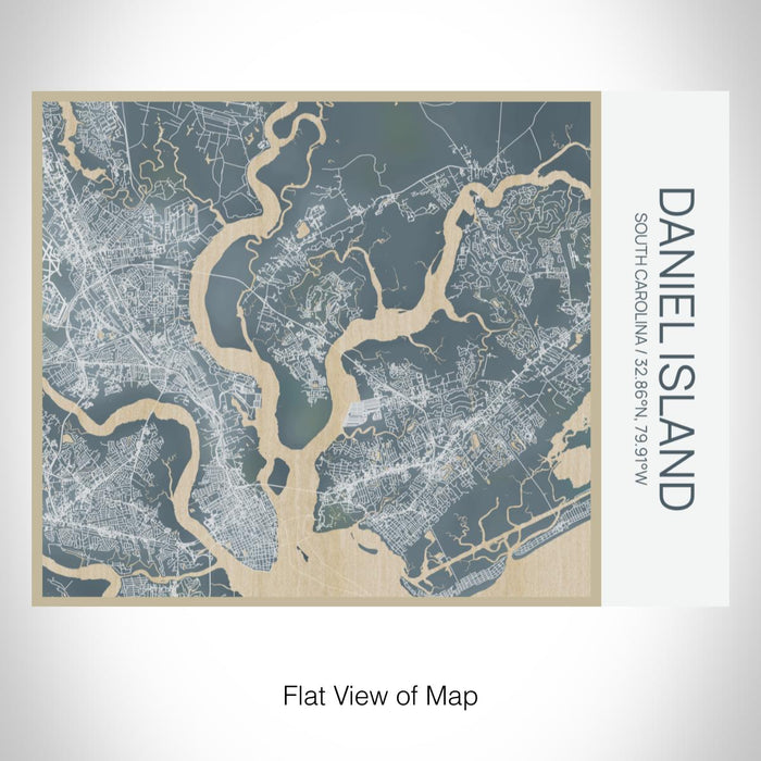 Rendered View of Daniel Island South Carolina Map on 20oz Stainless Steel Insulated Bottle with Bamboo Top with printed afternoon style map
