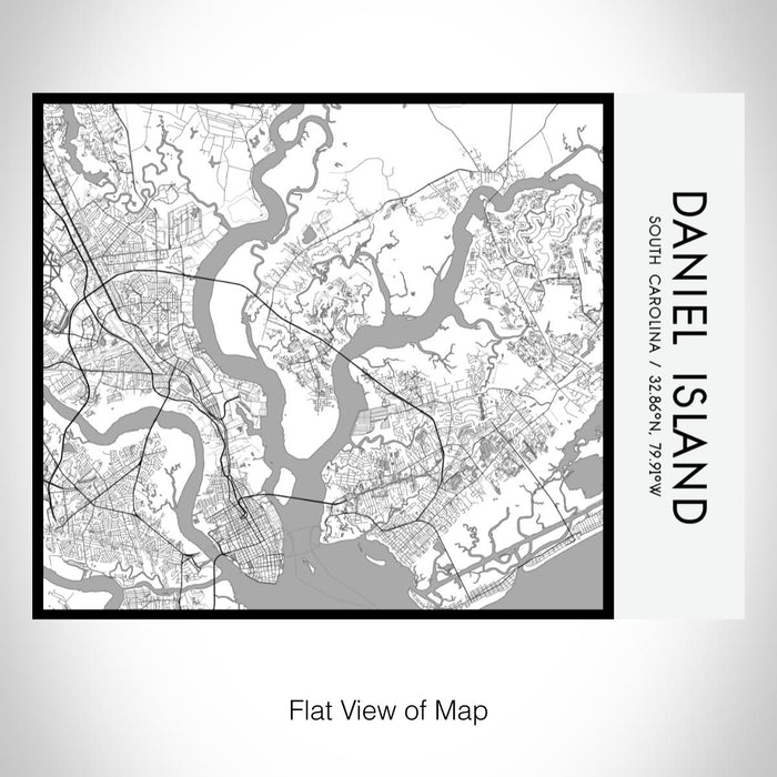 Rendered View of Daniel Island South Carolina Map on 20oz Stainless Steel Insulated Bottle with Bamboo Top with printed classic style map