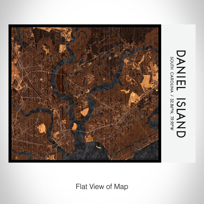 Rendered View of Daniel Island South Carolina Map on 20oz Stainless Steel Insulated Bottle with Bamboo Top with printed ember style map