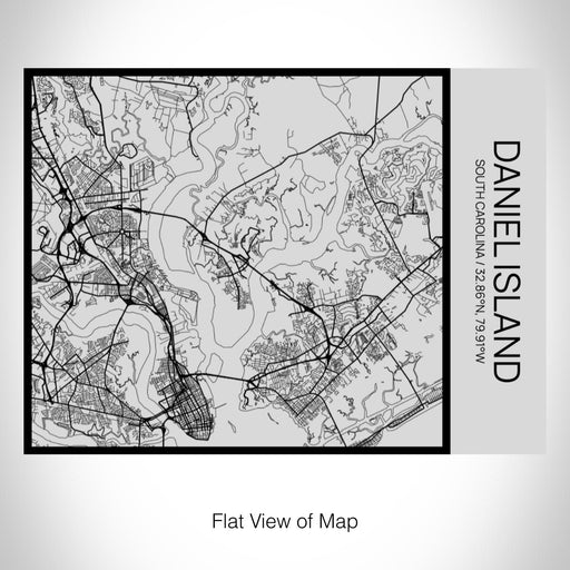 Rendered View of Daniel Island South Carolina Map on 20oz Stainless Steel Insulated Bottle with Bamboo Top with printed Tactile Lines Map in Black