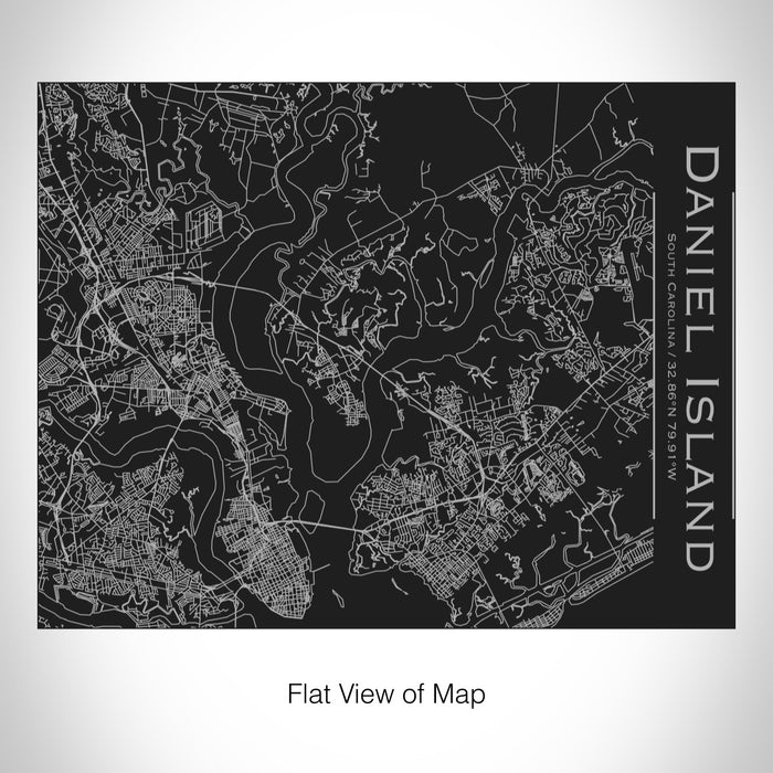 Rendered View of Daniel Island South Carolina Map on 20oz Stainless Steel Insulated Bottle with Bamboo Top in Black