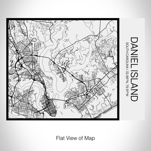 Rendered View of Daniel Island South Carolina Map on 20oz Stainless Steel Insulated Bottle with Bamboo Top in Matte White with printed Tactile Lines Map in Black