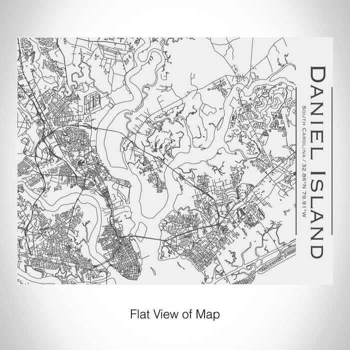 Rendered View of Daniel Island South Carolina Map on 20oz Stainless Steel Insulated Bottle with Bamboo Top in White