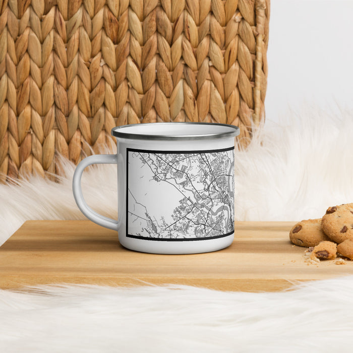 Left View Custom Daniel Island South Carolina Map Enamel Mug in Classic on Table Top