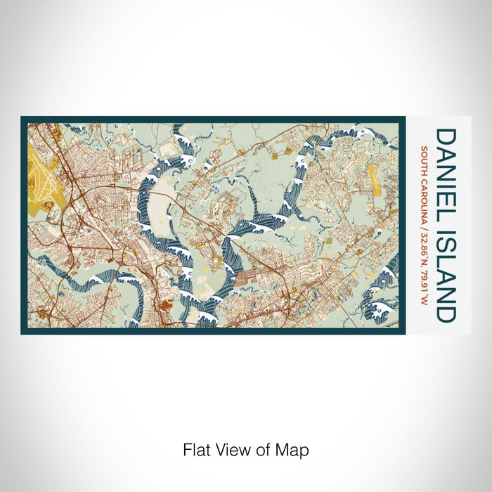 Rendered View of Daniel Island South Carolina Map on 17oz Stainless Steel Insulated Bottle with printed woodblock style map