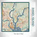 Rendered View of Daniel Island South Carolina Map on 17oz Stainless Steel Insulated Tumbler in Woodblock Map Style
