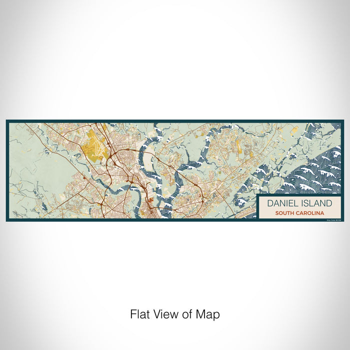 Flat View of Map Custom Daniel Island South Carolina Map Enamel Mug in Woodblock