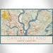 Daniel Island South Carolina Map Print Landscape Orientation in Woodblock Style With Shaded Background