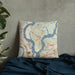 Custom Daniel Island South Carolina Map Throw Pillow in Woodblock on Bedding Against Wall