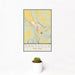 12x18 Dansville New York Map Print Portrait Orientation in Woodblock Style With Small Cactus Plant in White Planter