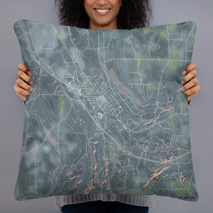 Person holding 22x22 Custom Dansville New York Map Throw Pillow in Afternoon