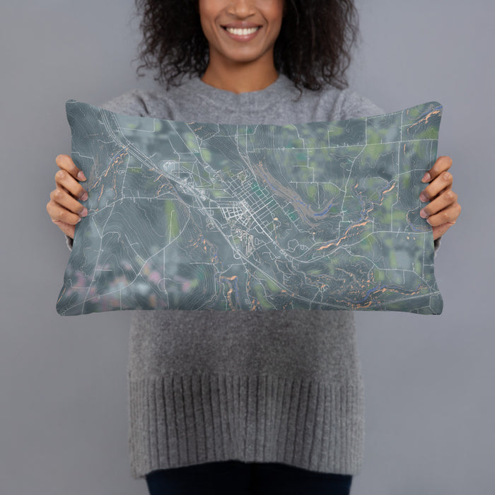 Person holding 20x12 Custom Dansville New York Map Throw Pillow in Afternoon