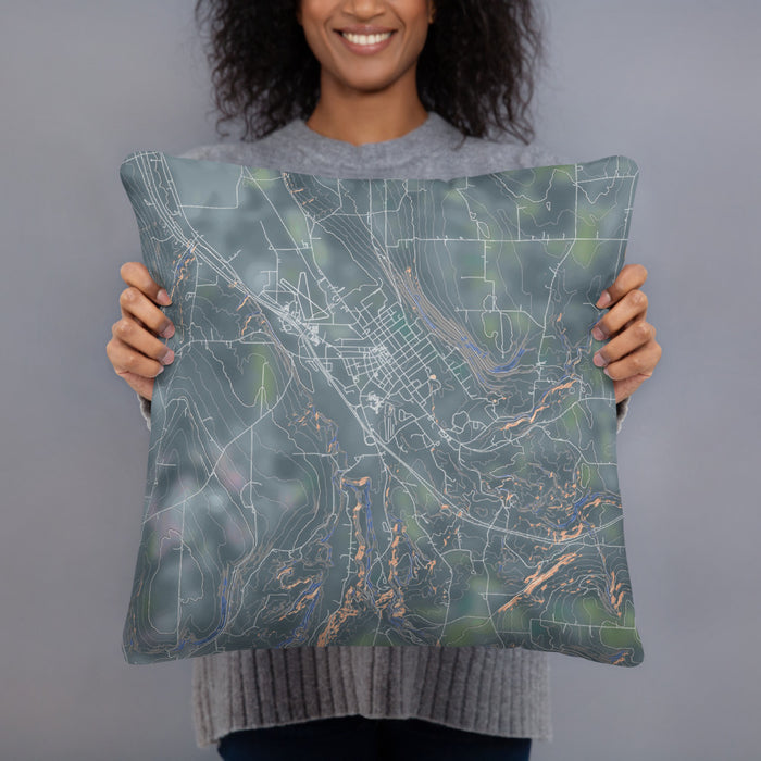 Person holding 18x18 Custom Dansville New York Map Throw Pillow in Afternoon