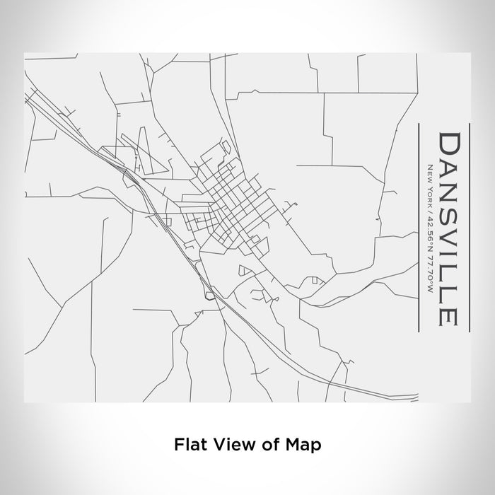 Rendered View of Dansville New York Map Engraving on 20oz Stainless Steel Insulated Bottle with Bamboo Top in White