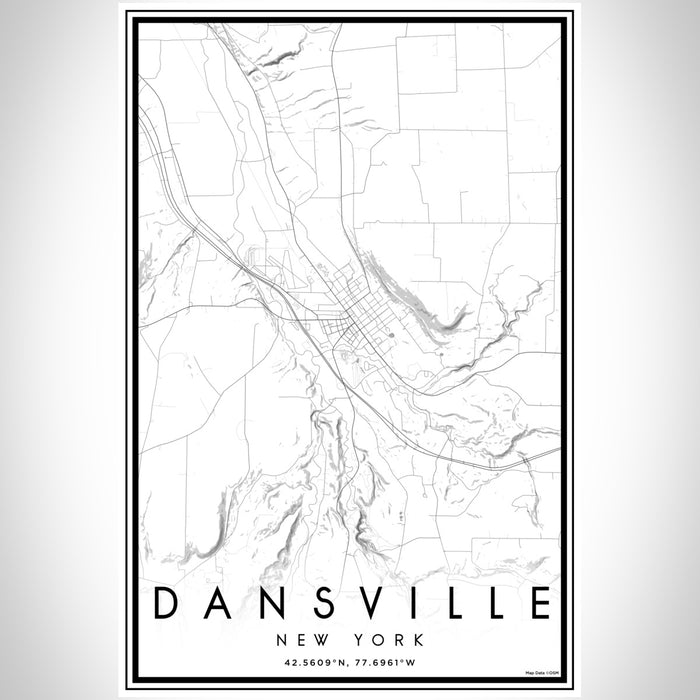 Dansville New York Map Print Portrait Orientation in Classic Style With Shaded Background