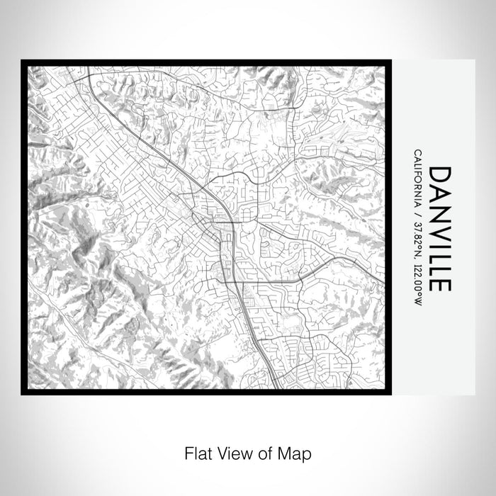 Rendered View of Danville California Map on 20oz Stainless Steel Insulated Bottle with Bamboo Top with printed classic style map
