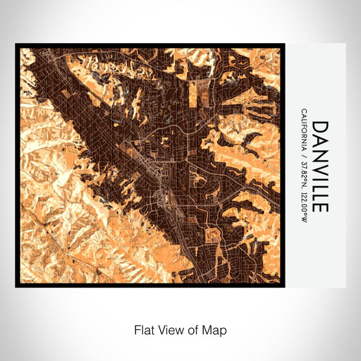 Rendered View of Danville California Map on 20oz Stainless Steel Insulated Bottle with Bamboo Top with printed ember style map