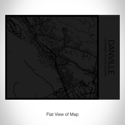 Rendered View of Danville California Map on 20oz Stainless Steel Insulated Bottle with Bamboo Top in Matte Black with printed Tactile Lines Map in Black