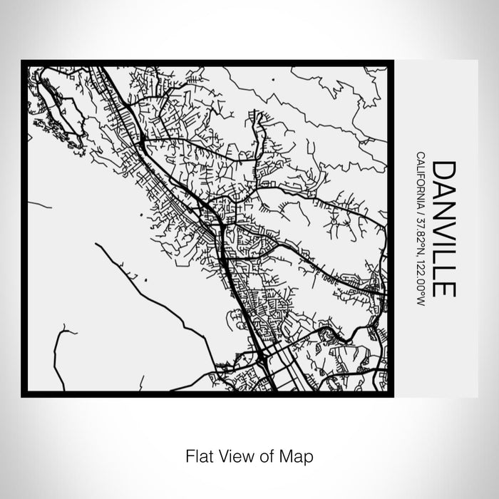 Rendered View of Danville California Map on 20oz Stainless Steel Insulated Bottle with Bamboo Top in Matte White with printed Tactile Lines Map in Black