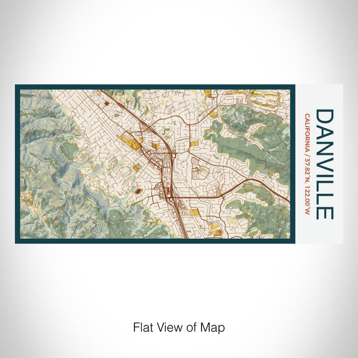 Rendered View of Danville California Map on 17oz Stainless Steel Insulated Bottle with printed woodblock style map