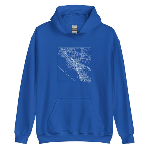 Danville California  Map Unisex Hoodie Sweater with City inscription in Royal Blue
