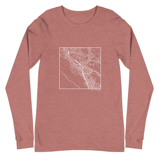 Danville California  Map Unisex Long-Sleeve T-shirt with City inscription in Heather Mauve