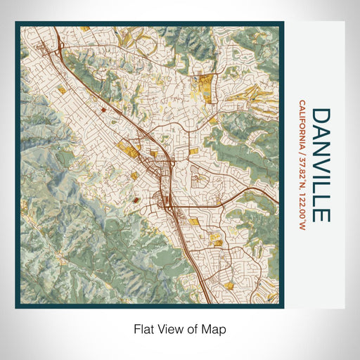 Rendered View of Danville California Map on 17oz Stainless Steel Insulated Tumbler in Woodblock Map Style